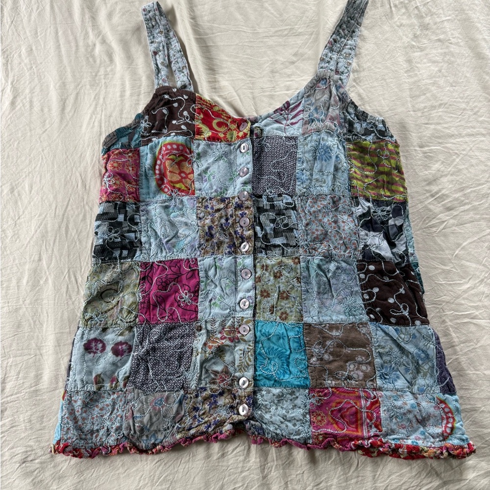 Blue Sky Patchwork Y2K Festival Top